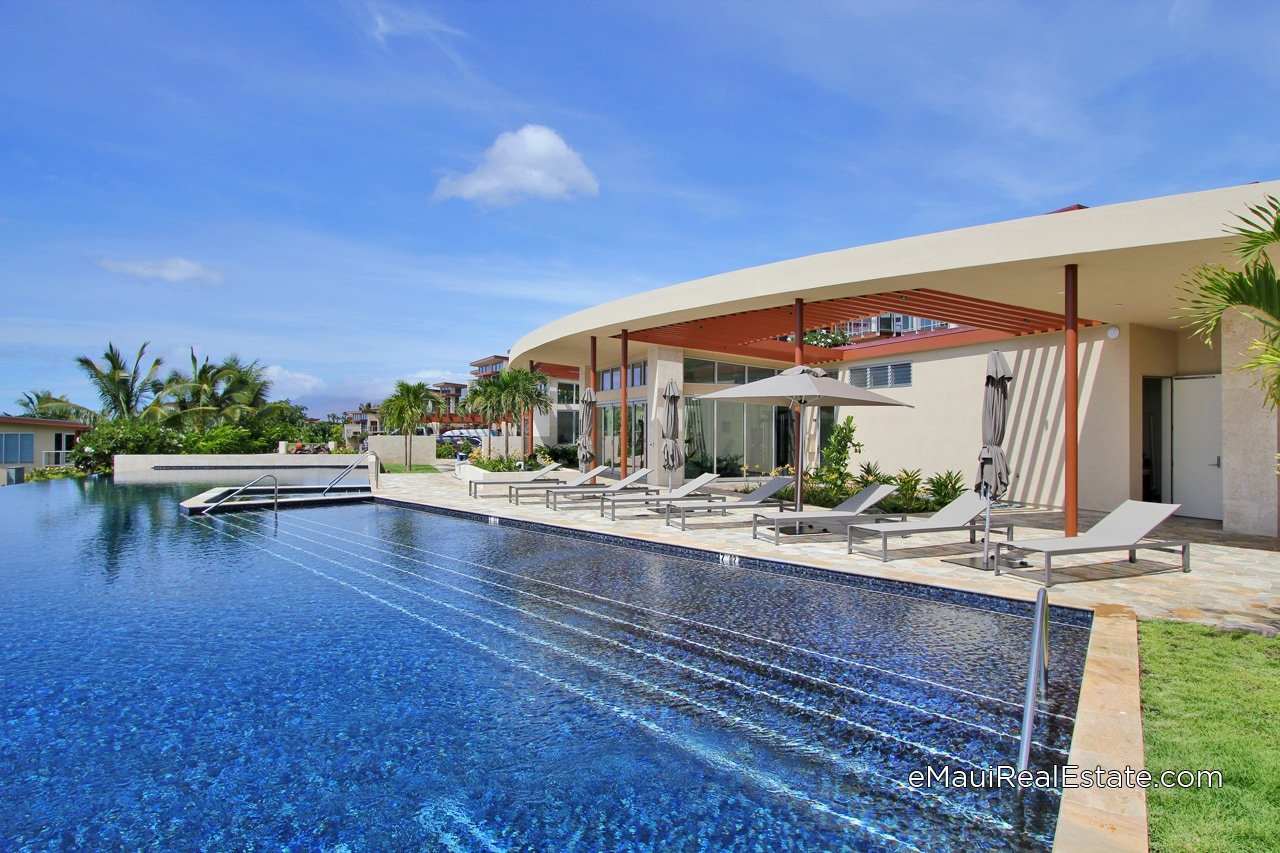 The completed pool and club house at Makalii photographed in October 2021